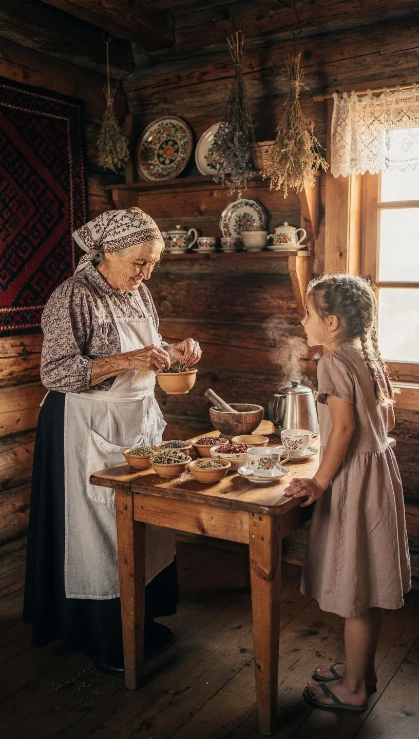 Stol prepun raznih biljnih čajeva i svježih začina iz hrvatskih vrtova.