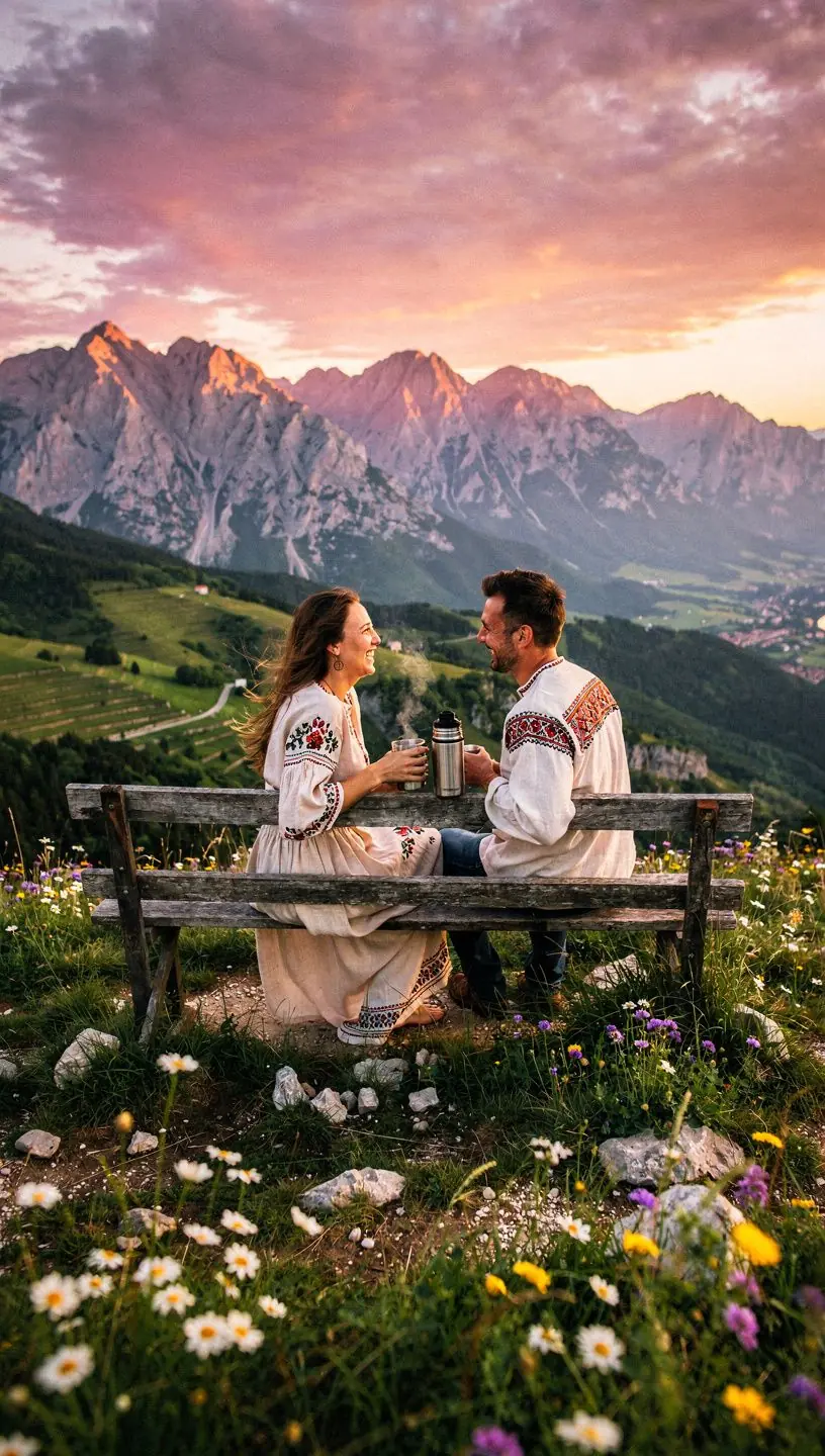 Zeleni čaj s mirisnim biljem na drvenom stolu u tradicionalnoj dalmatinskoj kuhinji.