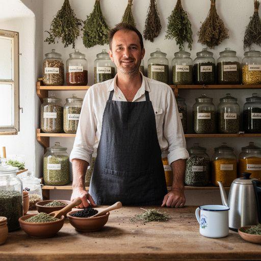 Zeleni čaj od mediteranskih biljaka poslužuje se u tradicionalnoj hrvatskoj kuhinji.