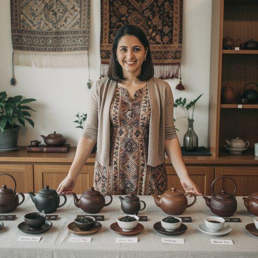 Biljni čajevi pripremljeni od lokalnih sastojaka, prikazani uz svježe voće.